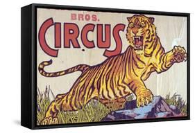 "Arthur Bros. Circus" Poster with Illustration of Roaring Tiger, Circa 1945-null-Framed Stretched Canvas