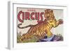 "Arthur Bros. Circus" Poster with Illustration of Roaring Tiger, Circa 1945-null-Framed Premium Giclee Print