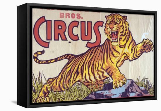 "Arthur Bros. Circus" Poster with Illustration of Roaring Tiger, Circa 1945-null-Framed Stretched Canvas