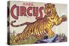 "Arthur Bros. Circus" Poster with Illustration of Roaring Tiger, Circa 1945-null-Stretched Canvas