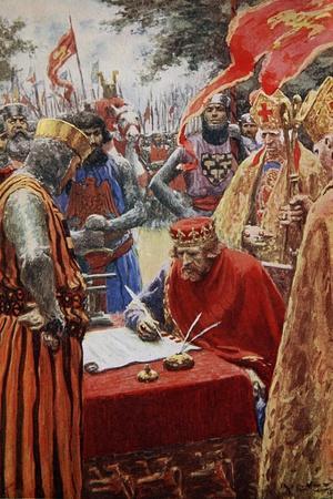King John Signing the Magna Carta Reluctantly