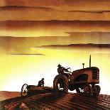 "Tractors at Sunset," Saturday Evening Post Cover, October 3, 1942-Arthur C. Radebaugh-Stretched Canvas