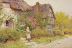 Feeding the Chickens watercolor-Arthur Claude Strachan-Giclee Print