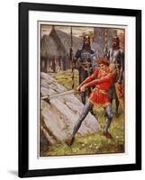 Arthur draws the Sword from the Stone, frontispiece 'Stories of the Knights of the Round Table' by-Walter Crane-Framed Giclee Print