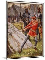 Arthur draws the Sword from the Stone, frontispiece 'Stories of the Knights of the Round Table' by-Walter Crane-Mounted Giclee Print