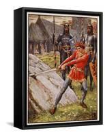 Arthur draws the Sword from the Stone, frontispiece 'Stories of the Knights of the Round Table' by-Walter Crane-Framed Stretched Canvas