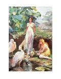 A Girl with Flamingos-Arthur Drummond-Framed Giclee Print