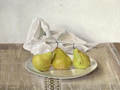 Three Pears on a Plate, Still Life, 1990