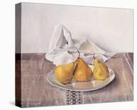 Dried Narcissi with Two Pears-Arthur Easton-Stretched Canvas