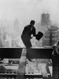 Workers balancing on steel beam above streets during construction of the Manhattan Company Building-Arthur Gerlach-Photographic Print