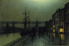 Evening, Whitby Harbour, 1893-Arthur Grimshaw-Stretched Canvas