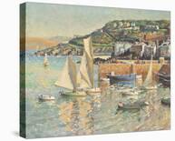 Cornish Harbour Scene with Yachts-Arthur Hayward-Stretched Canvas