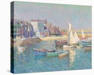 Cornish Harbour Scene with Yachts-Arthur Hayward-Stretched Canvas