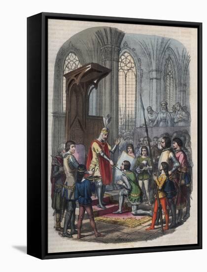 Arthur I, Duke of Brittany Knighted by Philip II Augustus-Stefano Bianchetti-Framed Stretched Canvas