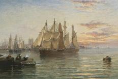 Shipping Below Hull, Evening-Arthur J. Meadows-Framed Stretched Canvas