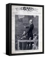 Arthur James Balfour, British politician and statesman speaking in the drill hall, Sheffield-Sydney Prior Hall-Framed Stretched Canvas
