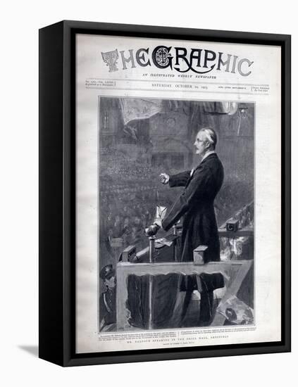 Arthur James Balfour, British politician and statesman speaking in the drill hall, Sheffield-Sydney Prior Hall-Framed Stretched Canvas