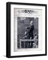 Arthur James Balfour, British politician and statesman speaking in the drill hall, Sheffield-Sydney Prior Hall-Framed Giclee Print