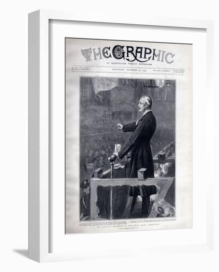 Arthur James Balfour, British politician and statesman speaking in the drill hall, Sheffield-Sydney Prior Hall-Framed Giclee Print