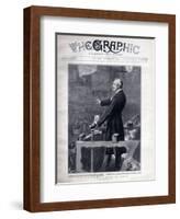 Arthur James Balfour, British politician and statesman speaking in the drill hall, Sheffield-Sydney Prior Hall-Framed Giclee Print