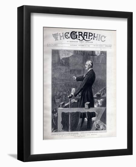 Arthur James Balfour, British politician and statesman speaking in the drill hall, Sheffield-Sydney Prior Hall-Framed Giclee Print