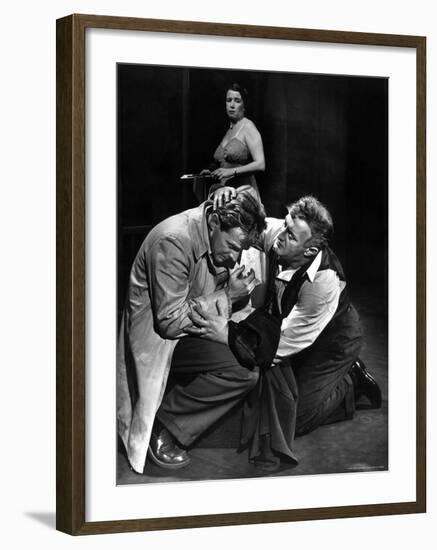 Arthur Kennedy and Lee J. Cobb in Scene from Arthur Miller's Death of a Salesman-W^ Eugene Smith-Framed Premium Photographic Print