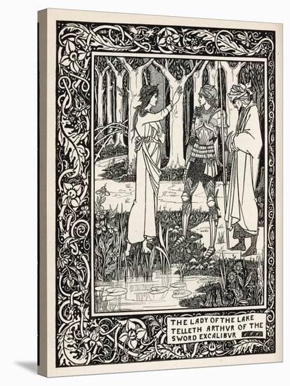 Arthur Learns of the Sword Excalibur from the Lady of the Lake-Aubrey Beardsley-Stretched Canvas