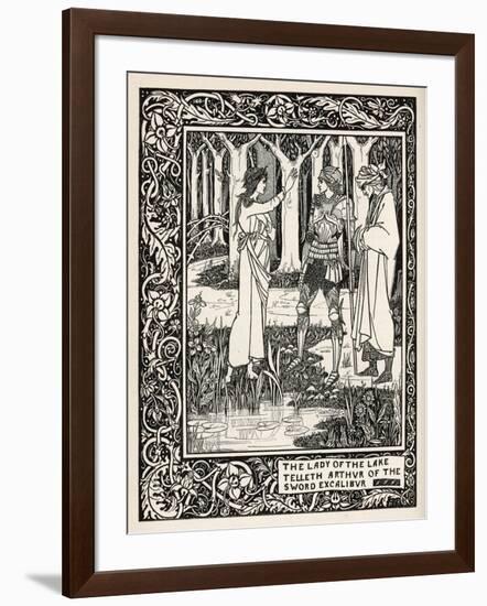 Arthur Learns of the Sword Excalibur from the Lady of the Lake-Aubrey Beardsley-Framed Art Print