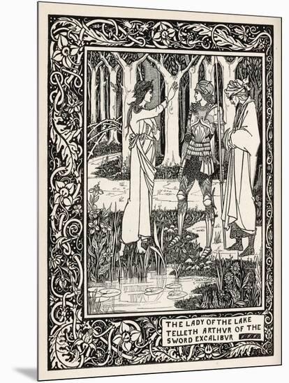 Arthur Learns of the Sword Excalibur from the Lady of the Lake-Aubrey Beardsley-Mounted Art Print