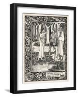 Arthur Learns of the Sword Excalibur from the Lady of the Lake-Aubrey Beardsley-Framed Art Print