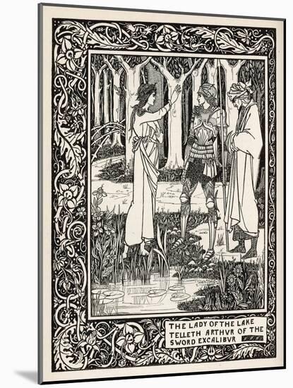 Arthur Learns of the Sword Excalibur from the Lady of the Lake-Aubrey Beardsley-Mounted Art Print