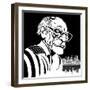 Arthur Miller, American playwright; black-and-white caricature, draped in American flag-Neale Osborne-Framed Giclee Print