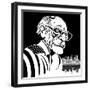 Arthur Miller, American playwright; black-and-white caricature, draped in American flag-Neale Osborne-Framed Giclee Print