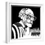 Arthur Miller, American playwright; black-and-white caricature, draped in American flag-Neale Osborne-Framed Giclee Print