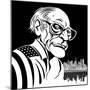 Arthur Miller, American playwright; black-and-white caricature, draped in American flag-Neale Osborne-Mounted Giclee Print