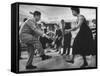 Arthur Murray and His Wife, While Giving a Rock 'N' Roll Demonstration-null-Framed Stretched Canvas