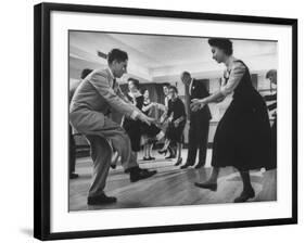 Arthur Murray and His Wife, While Giving a Rock 'N' Roll Demonstration-null-Framed Photographic Print