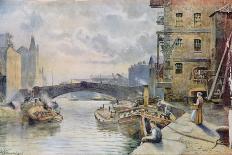 Leeds Bridge from Aire and Calder Navigation Wharf, 1911-Arthur Netherwood-Framed Stretched Canvas