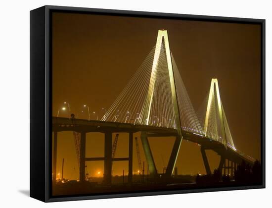 Arthur Revenel Bridge at Night, Charleston, South Carolina, USA-Jim Zuckerman-Framed Stretched Canvas