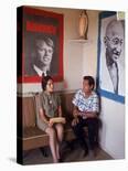 Labor Activist Cesar Chavez Talking in Field with Grape Pickers of United Farm Workers Union-Arthur Schatz-Premium Photographic Print