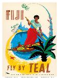 Tahiti - Fly Teal (Tasman Empire Airways Limited)-Arthur Thompson-Framed Art Print