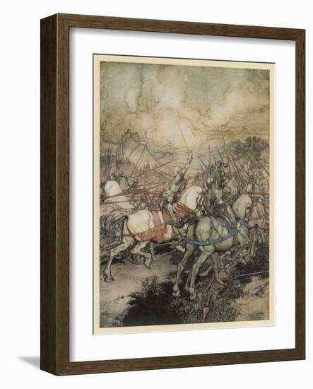 Arthur Uses Excalibur-Arthur Rackham-Framed Art Print