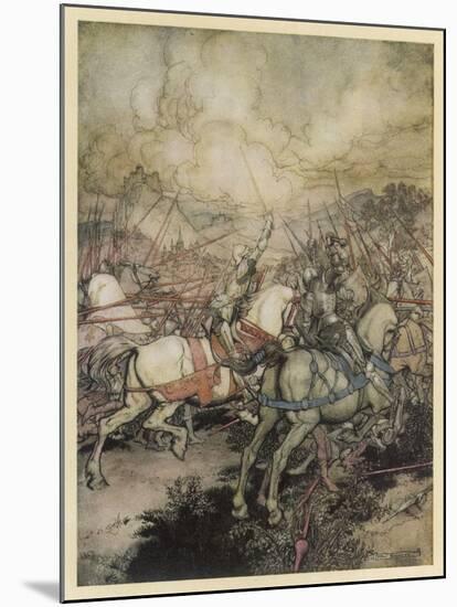 Arthur Uses Excalibur-Arthur Rackham-Mounted Art Print
