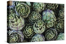 Artichokes at Place Marechal Foch Market, Ajaccio, Corsica, France-Walter Bibikow-Stretched Canvas