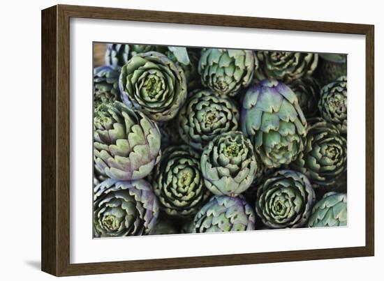 Artichokes at Place Marechal Foch Market, Ajaccio, Corsica, France-Walter Bibikow-Framed Photographic Print