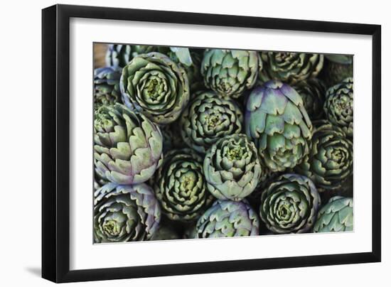 Artichokes at Place Marechal Foch Market, Ajaccio, Corsica, France-Walter Bibikow-Framed Photographic Print