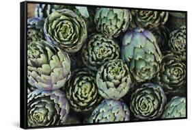 Artichokes at Place Marechal Foch Market, Ajaccio, Corsica, France-Walter Bibikow-Framed Stretched Canvas