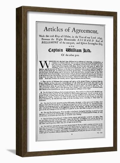 Articles of Agreement Between Captain William Kidd and the Earl of Bellomont, 1695-null-Framed Giclee Print