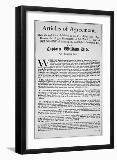 Articles of Agreement Between Captain William Kidd and the Earl of Bellomont, 1695-null-Framed Giclee Print