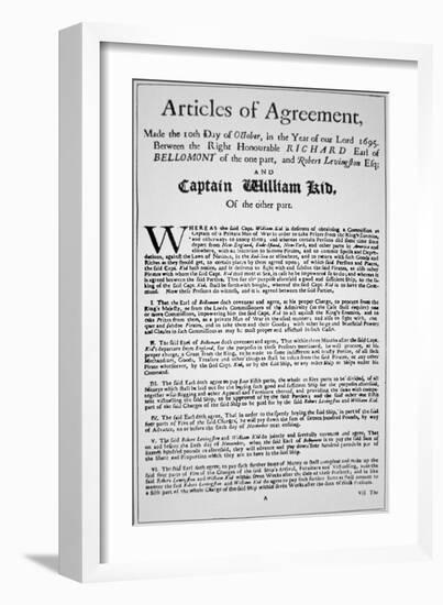 Articles of Agreement Between Captain William Kidd and the Earl of Bellomont, 1695-null-Framed Giclee Print